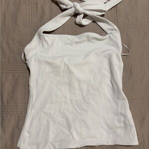 Elegant White contour Halter Top